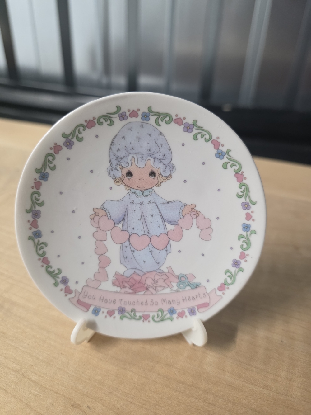 Precious Moments Heart Garland Decorative Plate - Pastel Pink & Blue